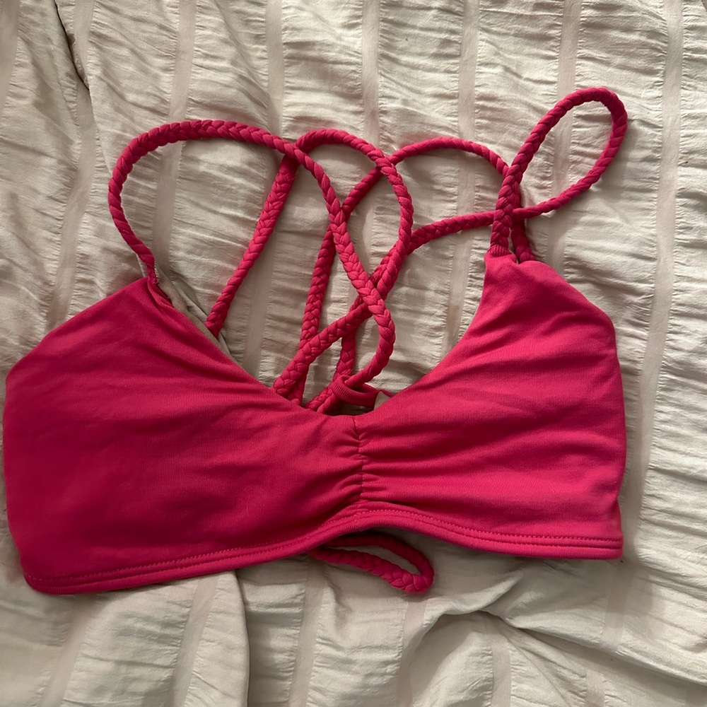 Midori bikinis pink cross back top